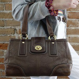 Brown leather Coach handbag